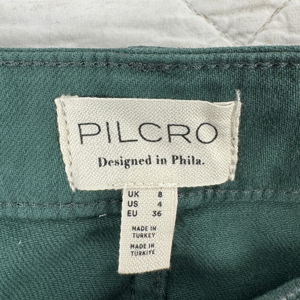Pilcro Anthropologie Coated Denim Pencil Skirt Green Metallic High‎ Rise Size 4 - Picture 3 of 11